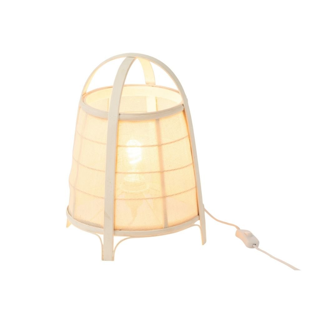 Lampe J-Line Rya en coton blanc avec détails en bambou