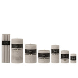 Coffret de 6 bougies J-Line gris clair, vue de face avec détails du coffret