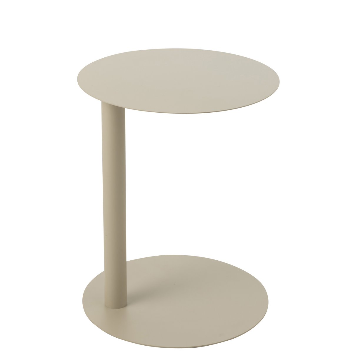 Table d'Appoint Ronde J-Line en Métal Beige avec décor