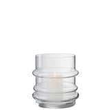 Vue latérale du vase J-Line en verre transparent