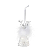 Suspension de Noël Renne en verre transparent avec LED allumée