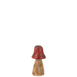 Champignon décoratif J-Line - bois - rouge/naturel - petit