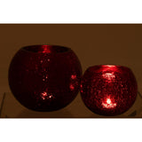 Bougeoir en verre rouge J-Line, détail craquelé