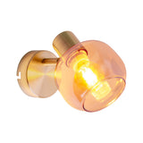 Place mural en verre "Libby", lampe murale classique en métal de couleur en laiton et verre teinté en ambre, avec douille E14, pour salle à manger, salon, couloir ou bureau, 16 cm