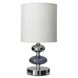 Tissu, lampe de table "Mali", lampe de table en métal et matériau textile, blanc, avec douille E14, pour salle à manger, salon, couloir ou bureau, lampe de table pour salon ou salle à manger, lampe de chevet 28,5 cm de haut