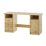 Bureau compact en bois massif avec rangement, vue latérale