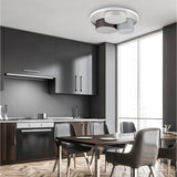 Le plafond LAIR 3-LED "Eppan" Ø 56 cm, en métal, plastique et textile en gris, LED intégrés, éclairage pour le salon, le bureau ou l'espace d'entrée