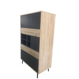 Vue latérale du tableau de rangement en bois avec finition élégante