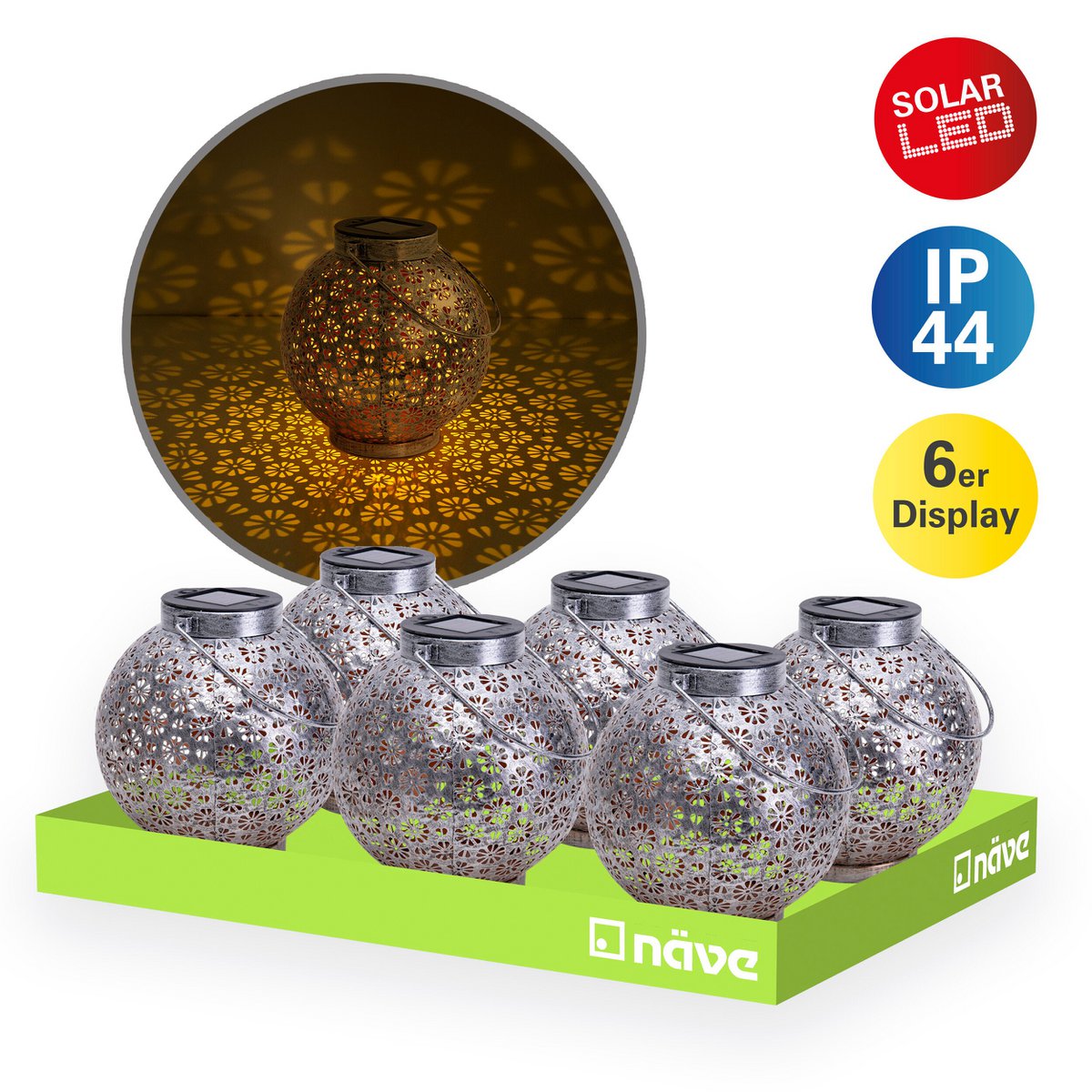 Lampe solaire décorative LED L / B: argent 18 cm