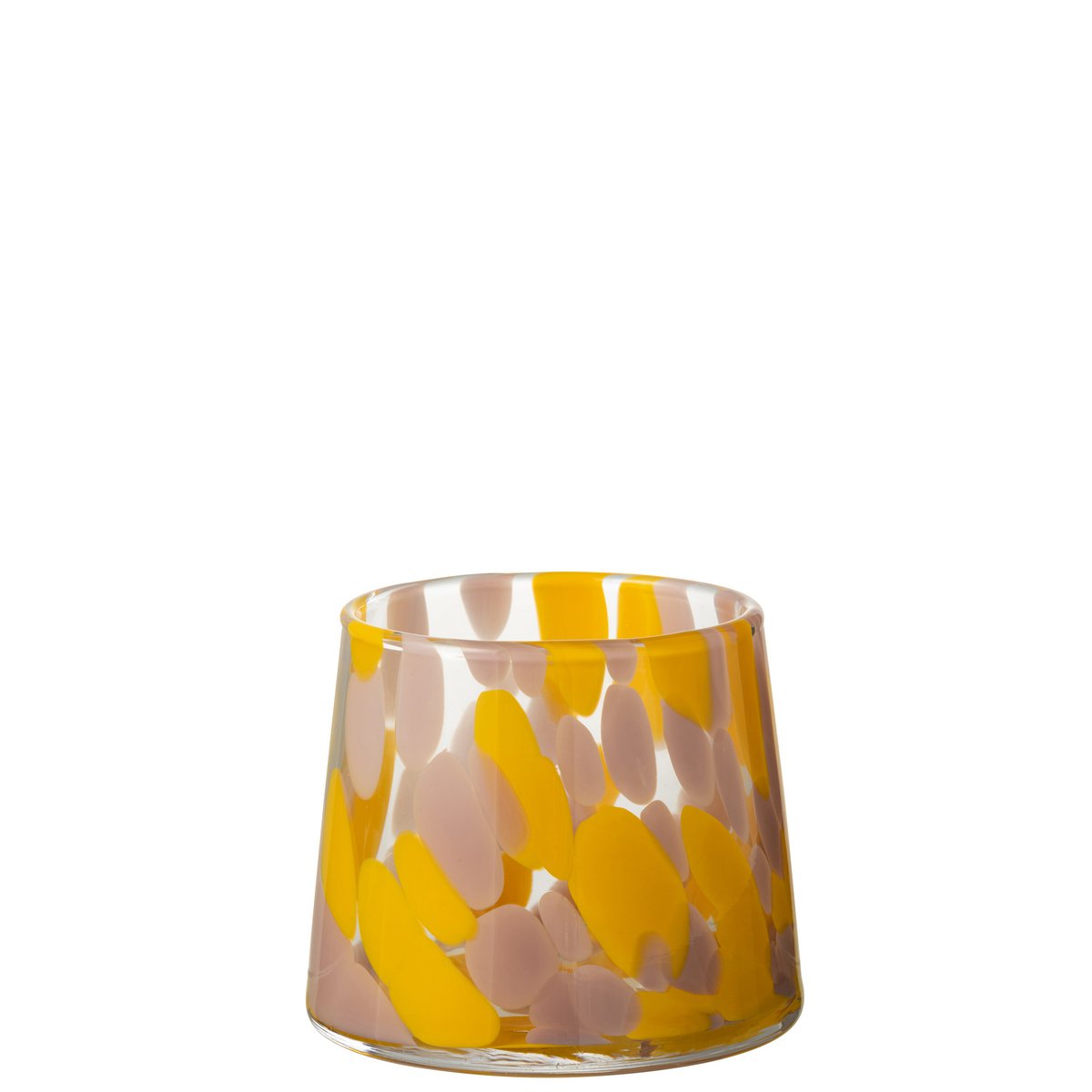Bougeoir J-Line Winlight en verre rose et ocre, vue de face