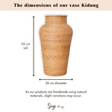 Vase rond en rotin tressé – Grand vase décoratif bohème – Vase haut et étroit – Vase de sol fait à la main à partir de fibres naturelles (Ø 30 cm) KIDUNG
