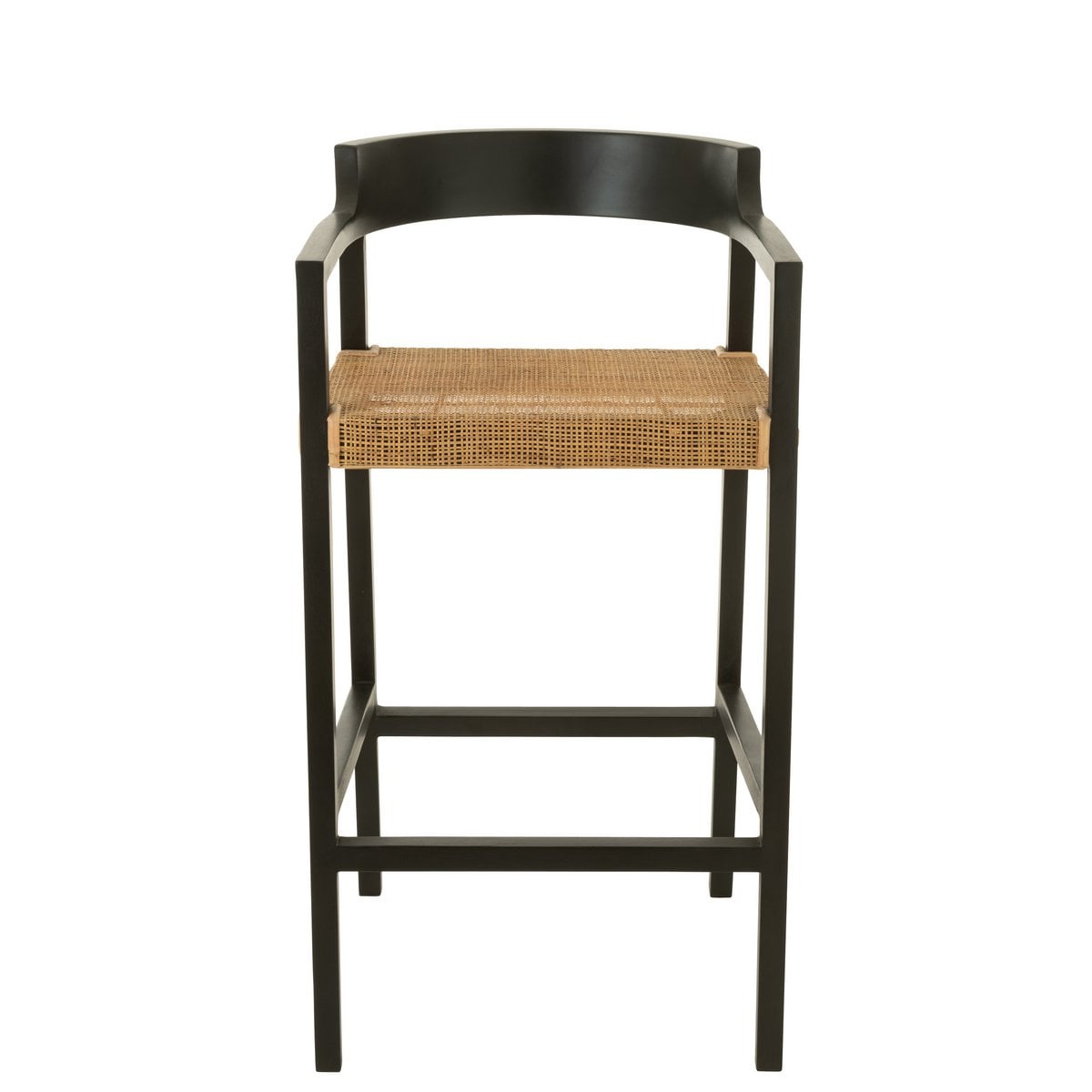 Chaise de bar J-Line Emma en bois noir et marron, vue de face