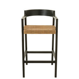 Chaise de bar J-Line Emma en bois noir et marron, vue de face