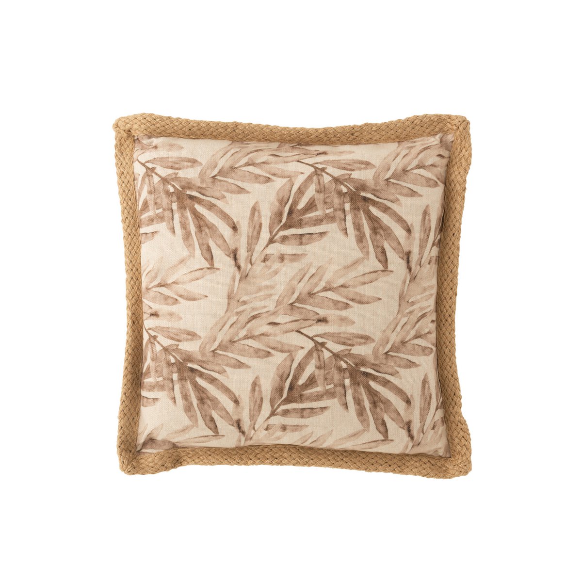Détail du coussin J-Line Feuille montrant texture et couleur beige