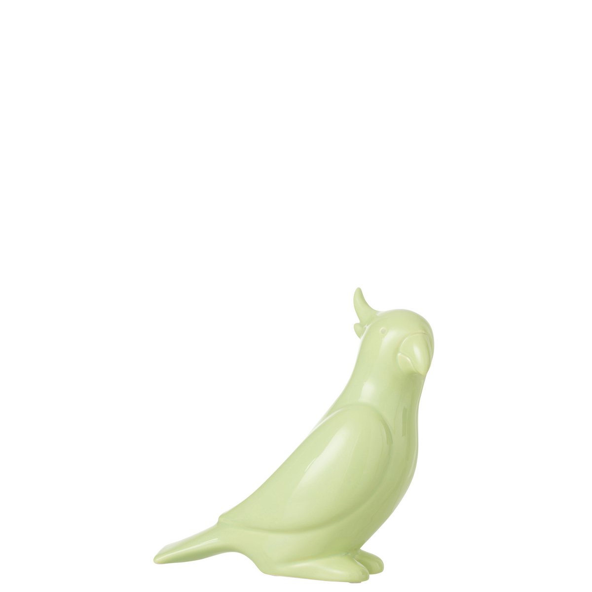 Figurine Cacatoès J-Line en céramique verte, élégante et détaillée