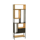Étagère J-Line Tina en bois et fer noir, vue de face