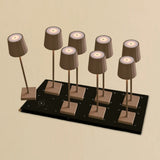 Lot de 8 lampes de table rechargeables koala brun avec station de recharge