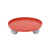 Plateau Double Funky Rond Grand en métal rouge sur pieds sphériques