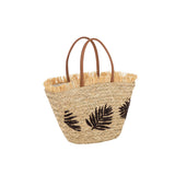 Sac de plage J-Line en jute naturel avec motif feuille, vue de face