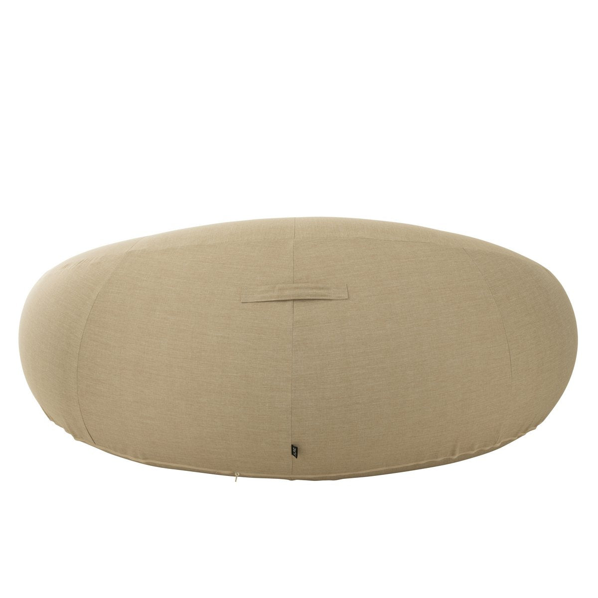 Détail du matelas beignet beige sur une chaise longue