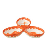 Assiette J-Line Grenada Clover en céramique blanche et orange, design trèfle