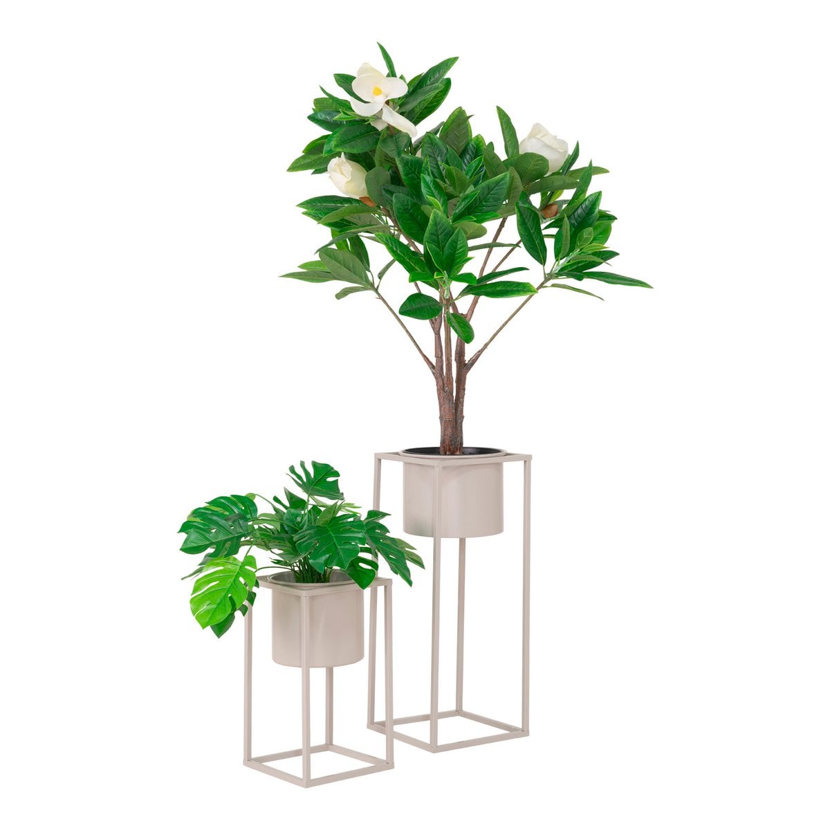 Pots de Fleurs Marla en acier beige/gris, design moderne
