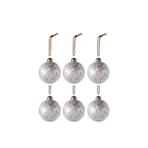 Coffret de 6 boules de Noël léopard en verre beige - vue d'ensemble