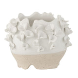 Pot de fleur Anemone J-Line en céramique blanc et beige, vue de face