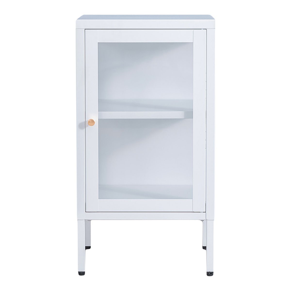 Armoire Dalby en acier blanc avec porte vitrée, design moderne