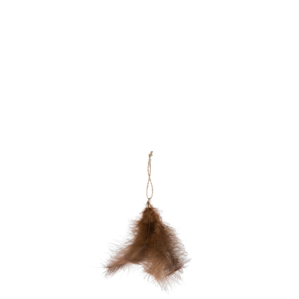 Suspension J-Line en plume marron, vue de face montrant texture et design