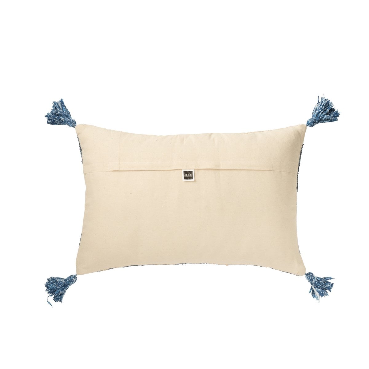Coussin Rectangulaire J-Line en jute et coton bleu avec motif losanges