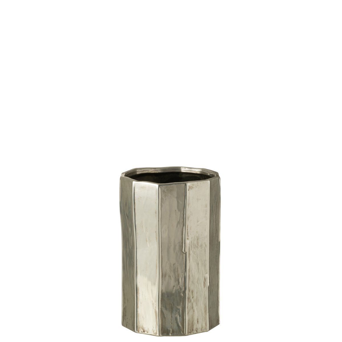 Pot floral Ary Kle J-Line sur une table moderne, décoré avec des fleurs
