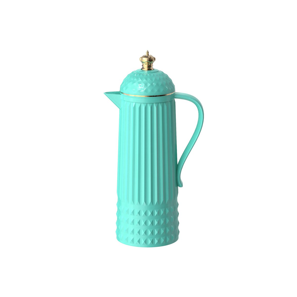 Couronne de bouteille thermos bleu avec couronne dorée sur le capuchon