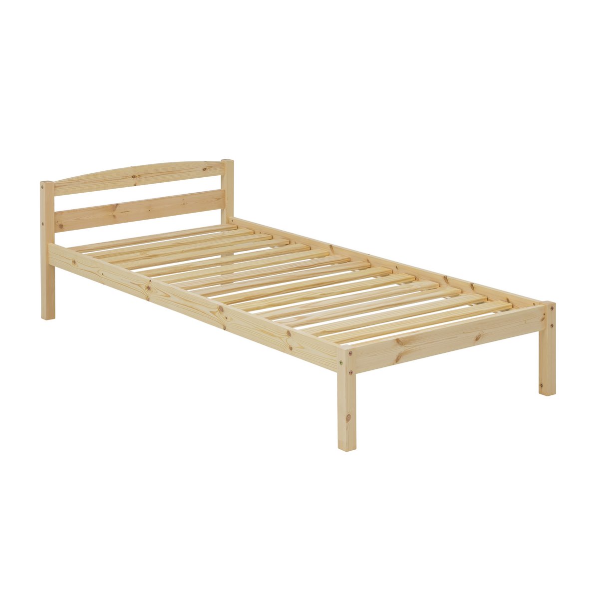 Lit minimaliste en bois, vue de face avec design épuré