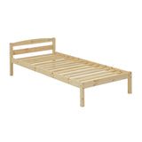 Lit minimaliste en bois, vue de face avec design épuré