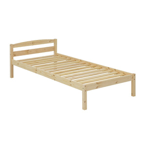 Lit minimaliste en bois, vue de face avec design épuré