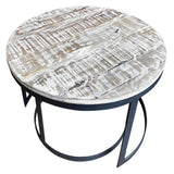 Table basse set de 2 table d'appoint table de salon ronde Austin structure métal argent antique ou noir