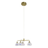 LED PENDANT LAMP 5-FLAME "Varna", lampe pendentielle en métal de couleur en laiton et en verre d'iris, LED fermement intégré, 50 cm de diamètre, éclairage élégant pour le salon, la salle à manger ou le couloir
