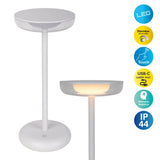 «Pasi» de la tablette sans fil pour l'extérieur et à l'intérieur, en métal et en plastique en blanc, dimmable, avec une fonction tactile et mémoire, environ. 26 cm de haut