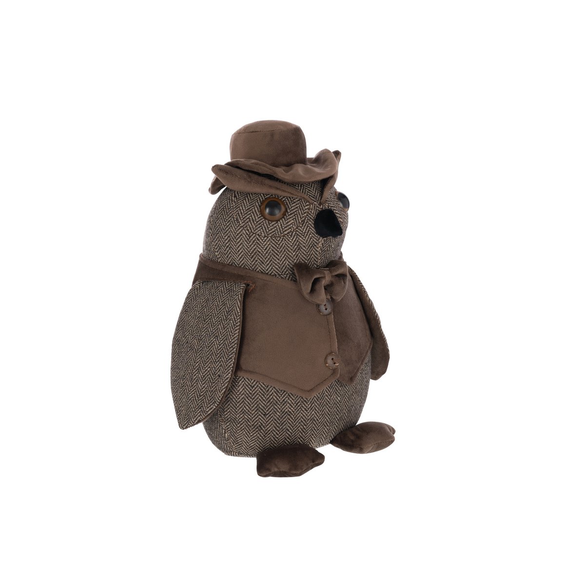 Arrêt de porte Hibou J-Line en polyrésine marron, vue de face