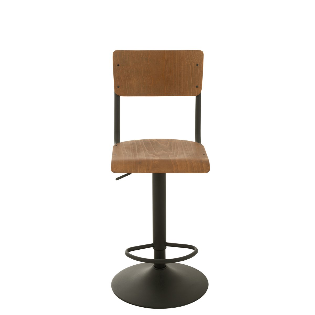 Chaise de bar J-Line en bois et métal marron vue de face