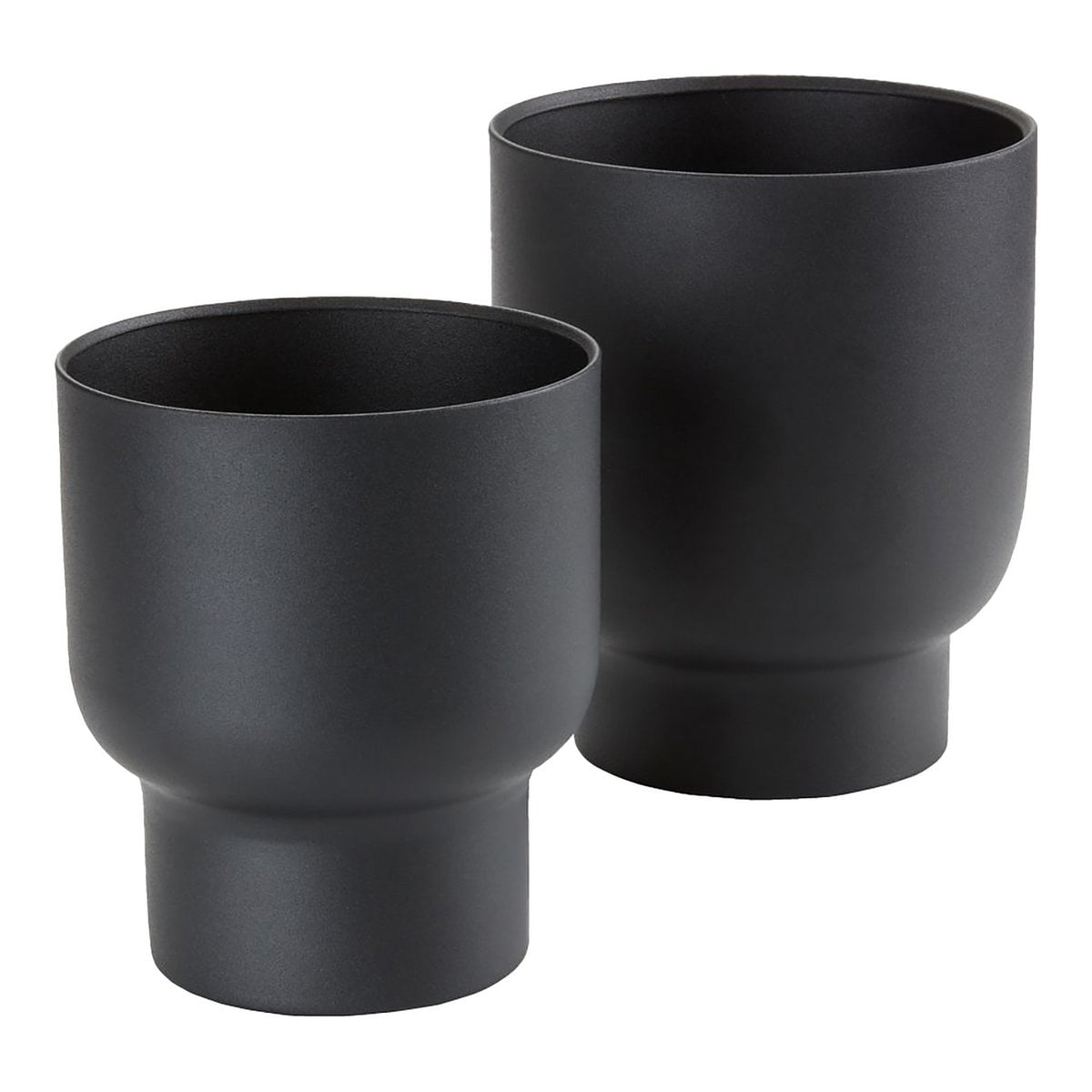 Pots de Fleurs Fulda en métal noir, ensemble de deux tailles différentes