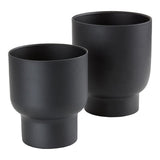 Pots de Fleurs Fulda en métal noir, ensemble de deux tailles différentes