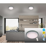 Mur et plafond LED "Catania" Ø 29 cm, métalcloscope chromé, plastique blanc (PMMA), moustiquaire, effet cristallin, effet mémoire, lumière nocturne