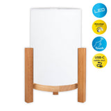 Lampe cordiale "Madita" 32 cm de haut, en blanc / nature, avec LED intégrée, dimmable avec capteur tactile