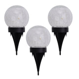3 Définir la lampe solaire à LED / brochette moulu "Crackle" Ø 12cm, pour l'extérieur, lampe de table et le verre, blanc, avec LED intégrée