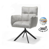 Fauteuil Nova Tissu Cremona %2304 Naturel - Structure rotative 360 noir A360