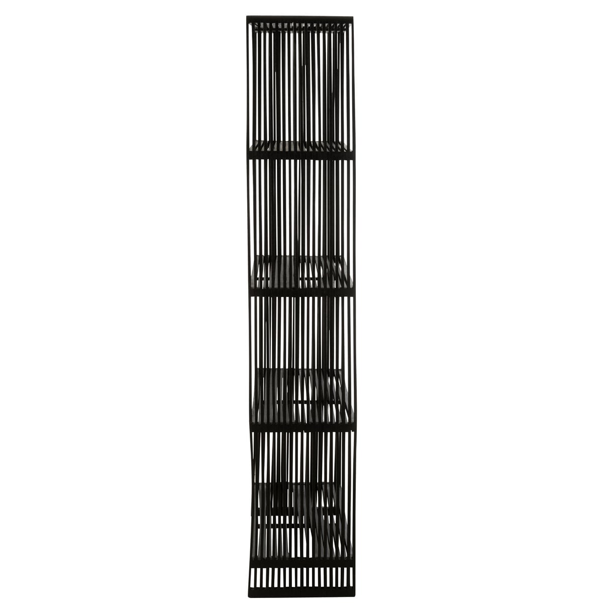 Détail des étagères de la bibliothèque J-Line en bois recyclé noir