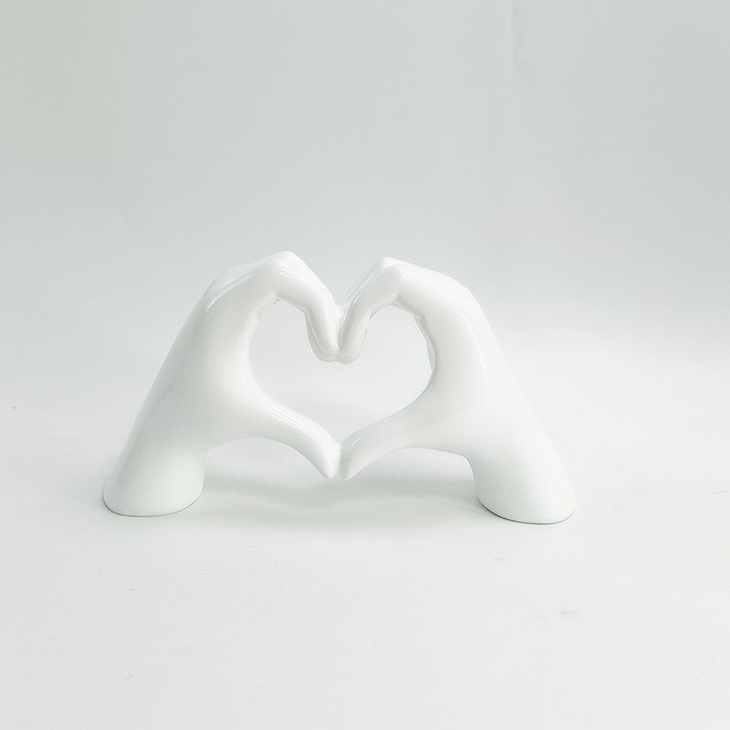 Polyresin Hand Heart blanc - décoration moderne en polyresine