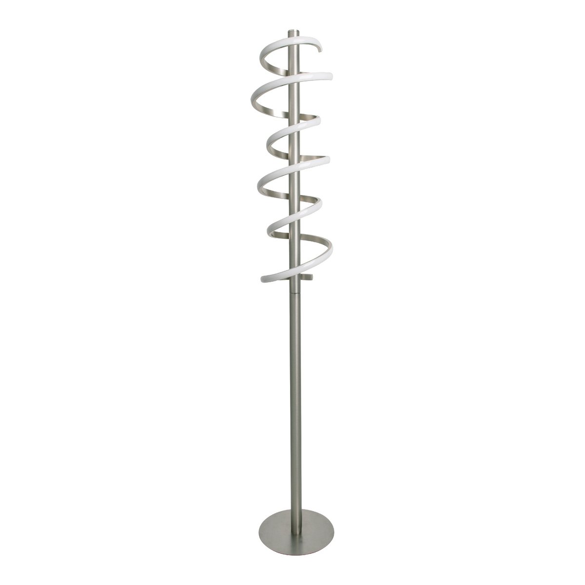 Lampadaire LED Belleza en nickel mat et blanc, design moderne et élégant